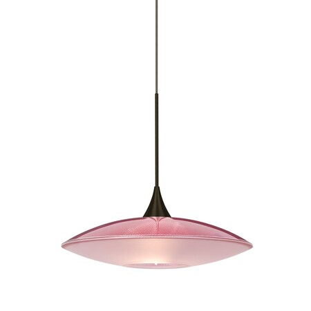 Besa Lighting Spazio Cord Pendant, Red/Frost, Bronze, 1x35W Halogen 1XT-6294RD-BR